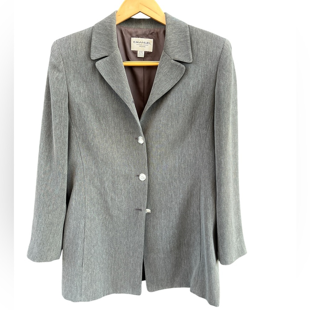 Vintage Emanuel Ungaro Women’s Blazer Suit Jacket Gray Sm Shoulder Pads 8 Petite